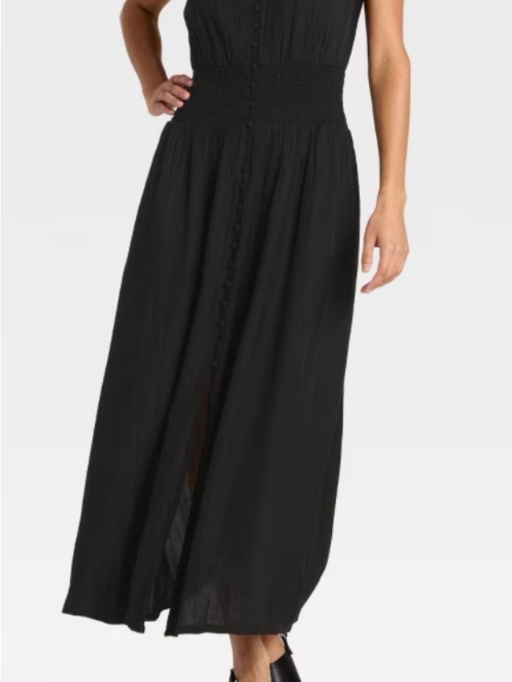 Black Maxi Dress with Button Front